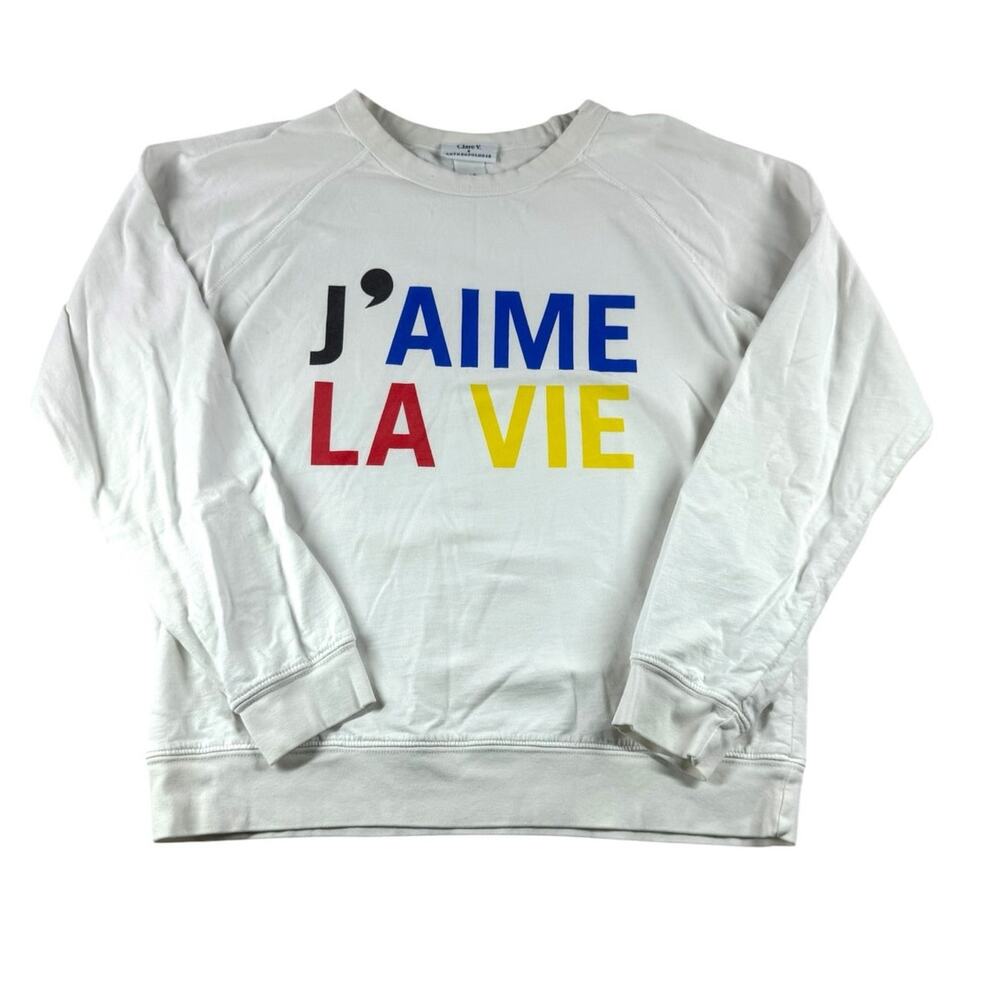 Anthropologie Clare V J’aime La Vie Sweatshirt XS White Graphic Pullover